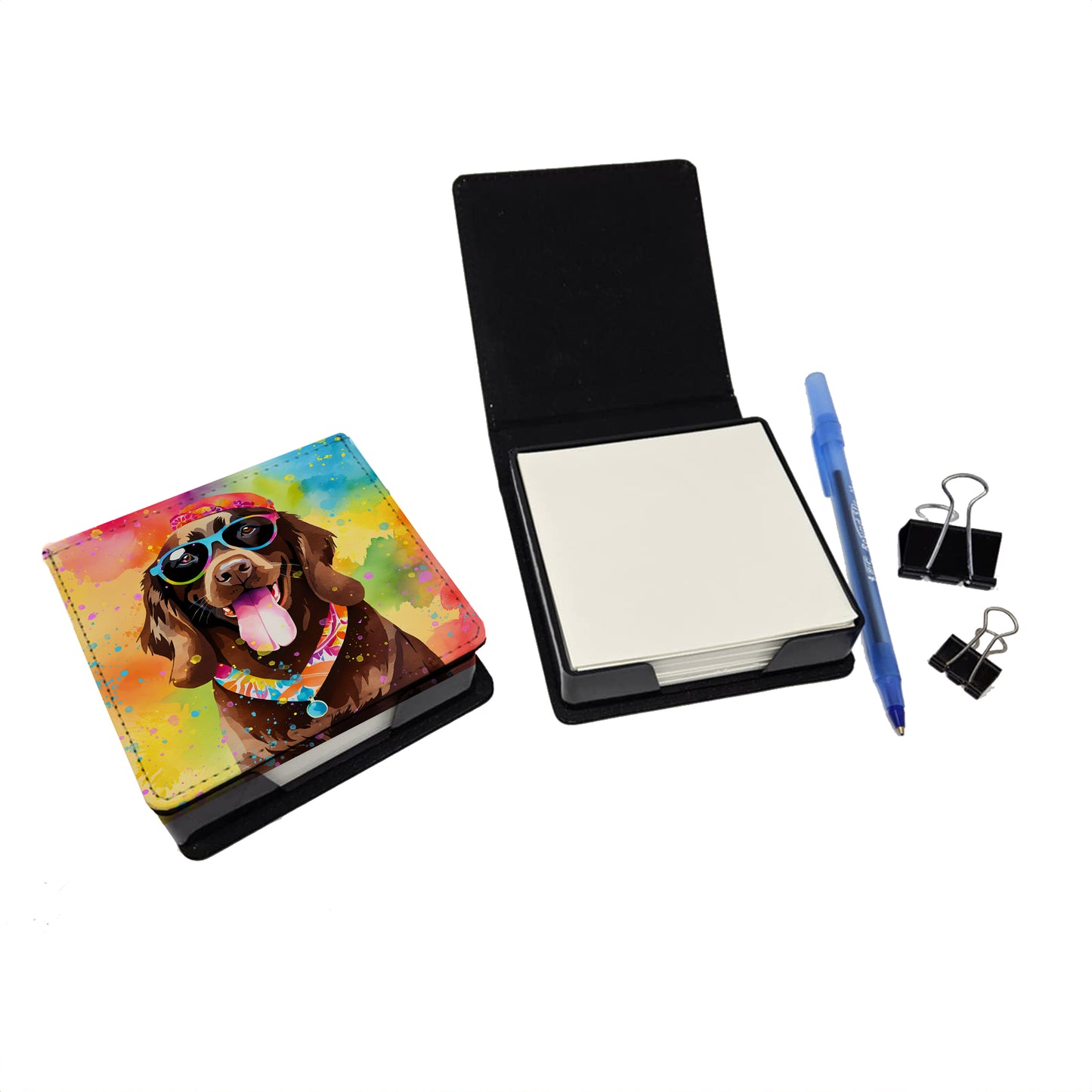 Chocolate Labrador Hippie Dawg PU Leather Note Paper Holder