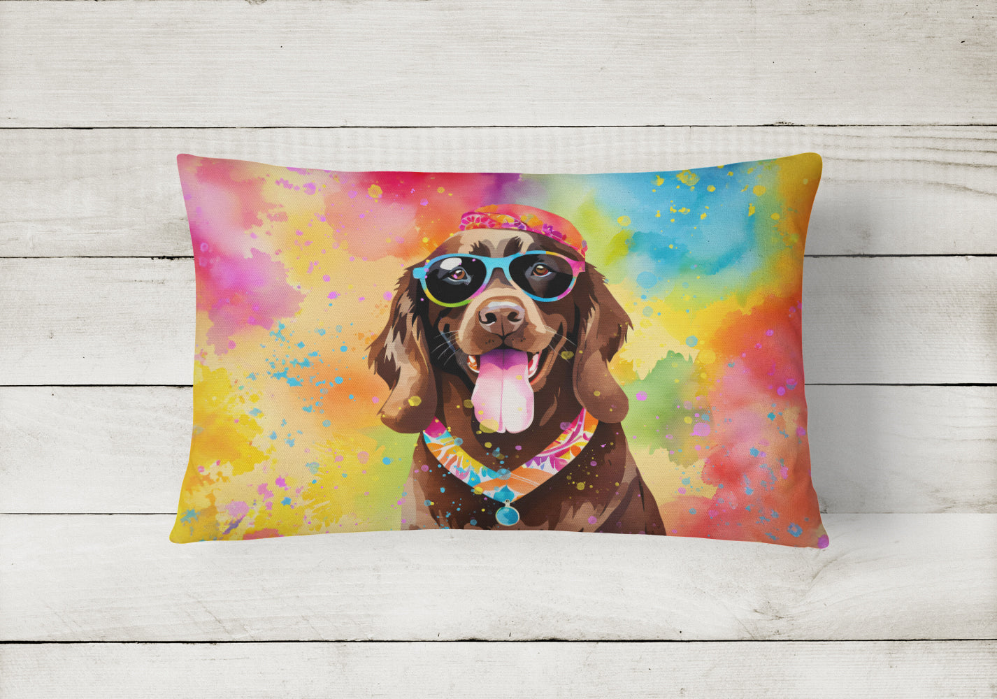 Chocolate Labrador Hippie Dawg Throw Pillow