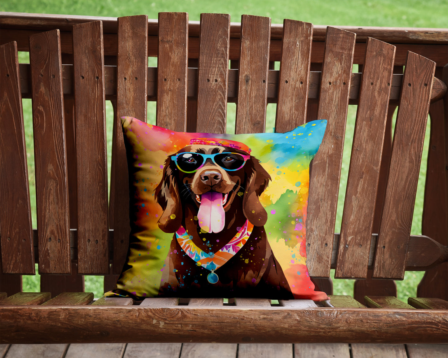 Chocolate Labrador Hippie Dawg Throw Pillow