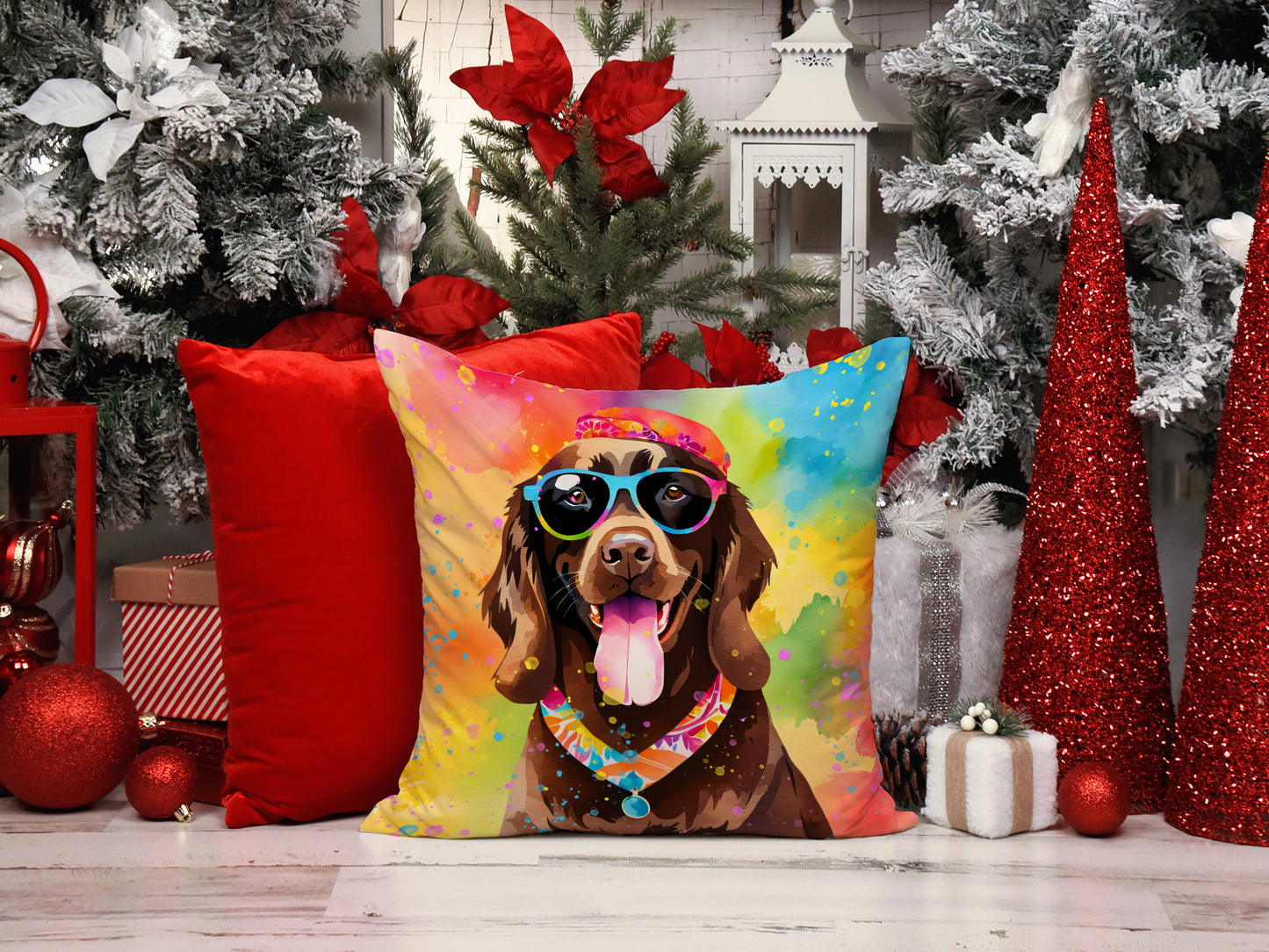 Chocolate Labrador Hippie Dawg Throw Pillow