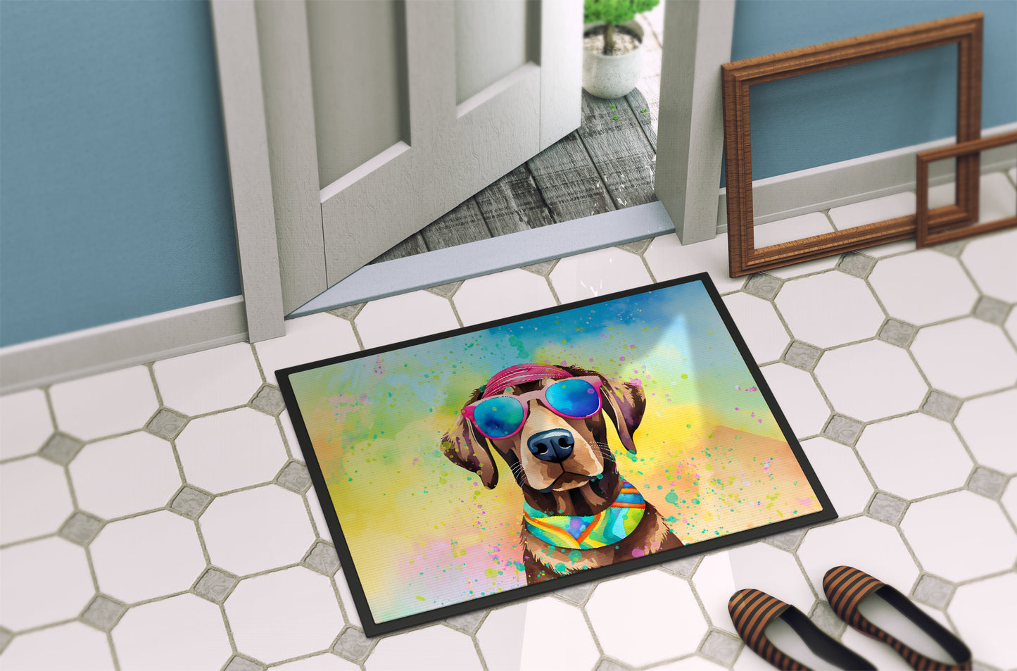 Chocolate Labrador Hippie Dawg Doormat