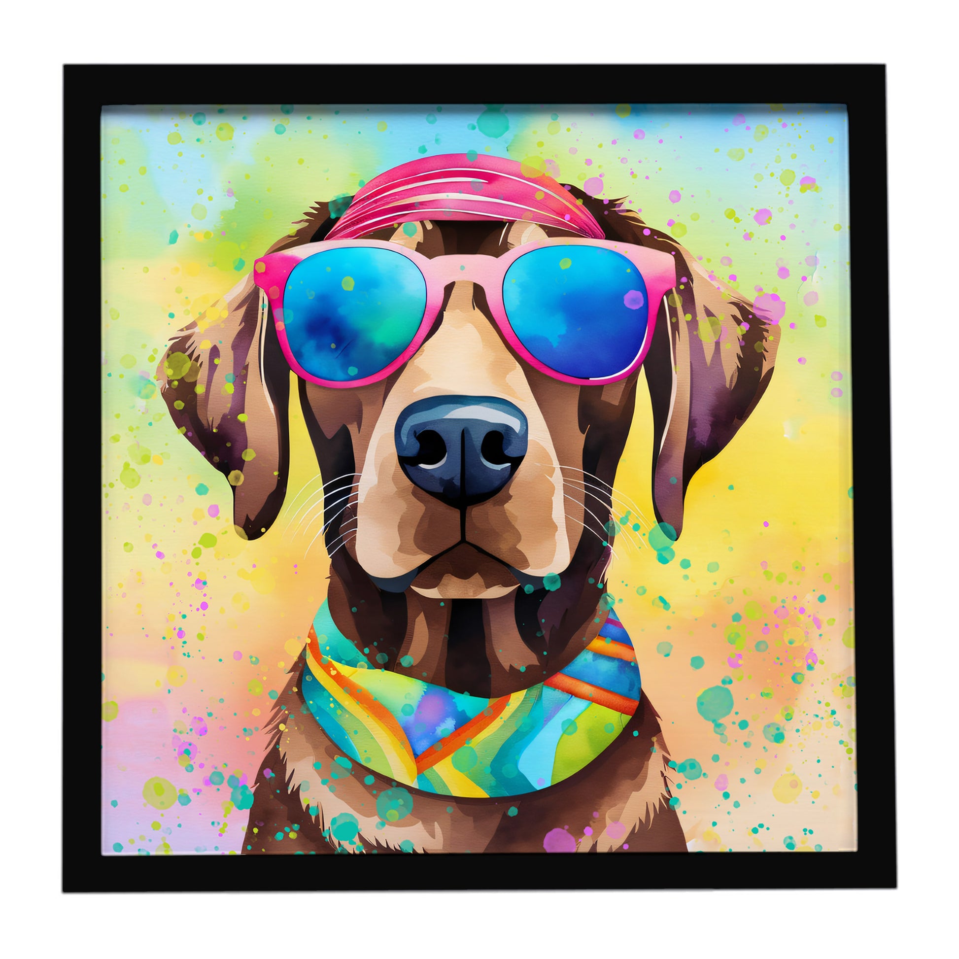 Buy this Chocolate Labrador Hippie Dawg Framed Metal Print
