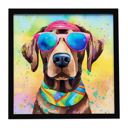 Buy this Chocolate Labrador Hippie Dawg Framed Metal Print