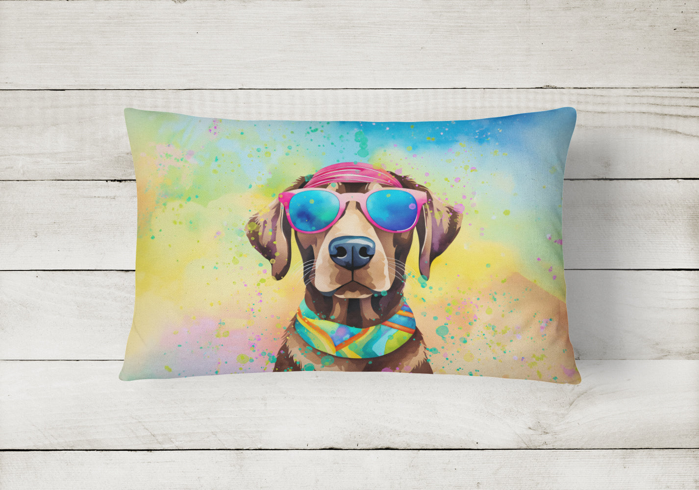 Chocolate Labrador Hippie Dawg Throw Pillow