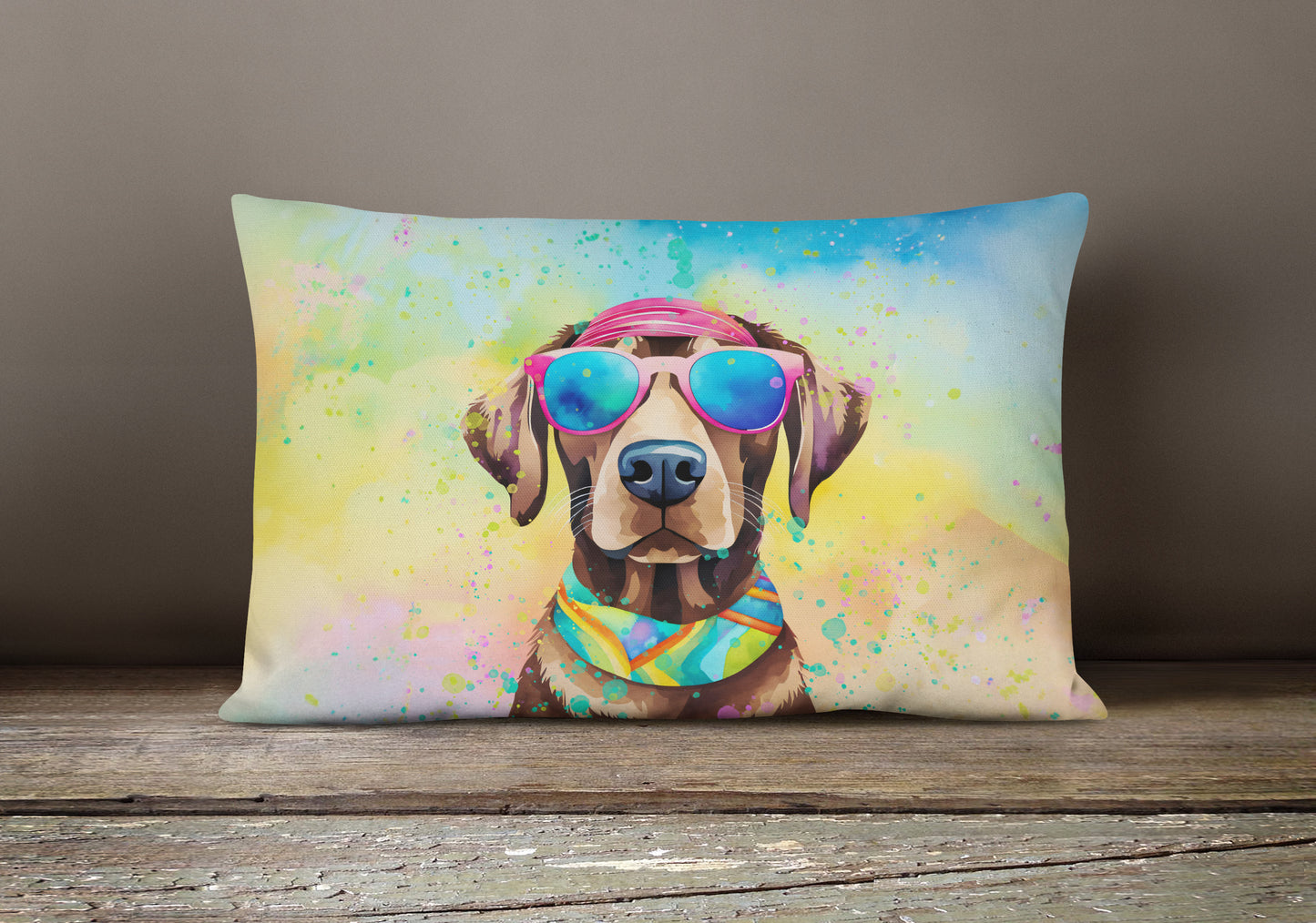 Chocolate Labrador Hippie Dawg Throw Pillow