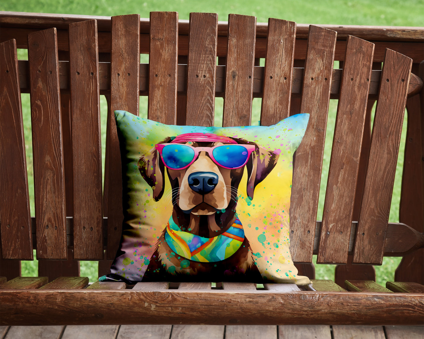 Chocolate Labrador Hippie Dawg Throw Pillow