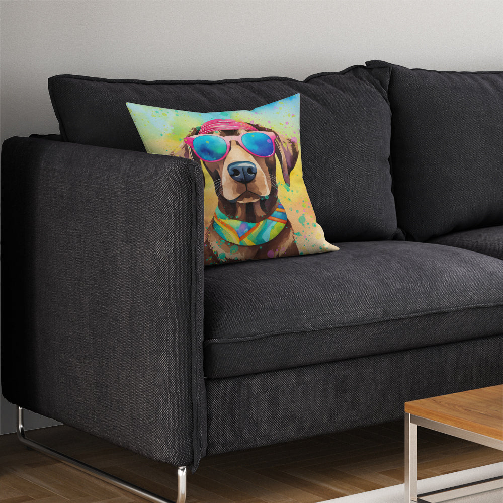 Chocolate Labrador Hippie Dawg Throw Pillow