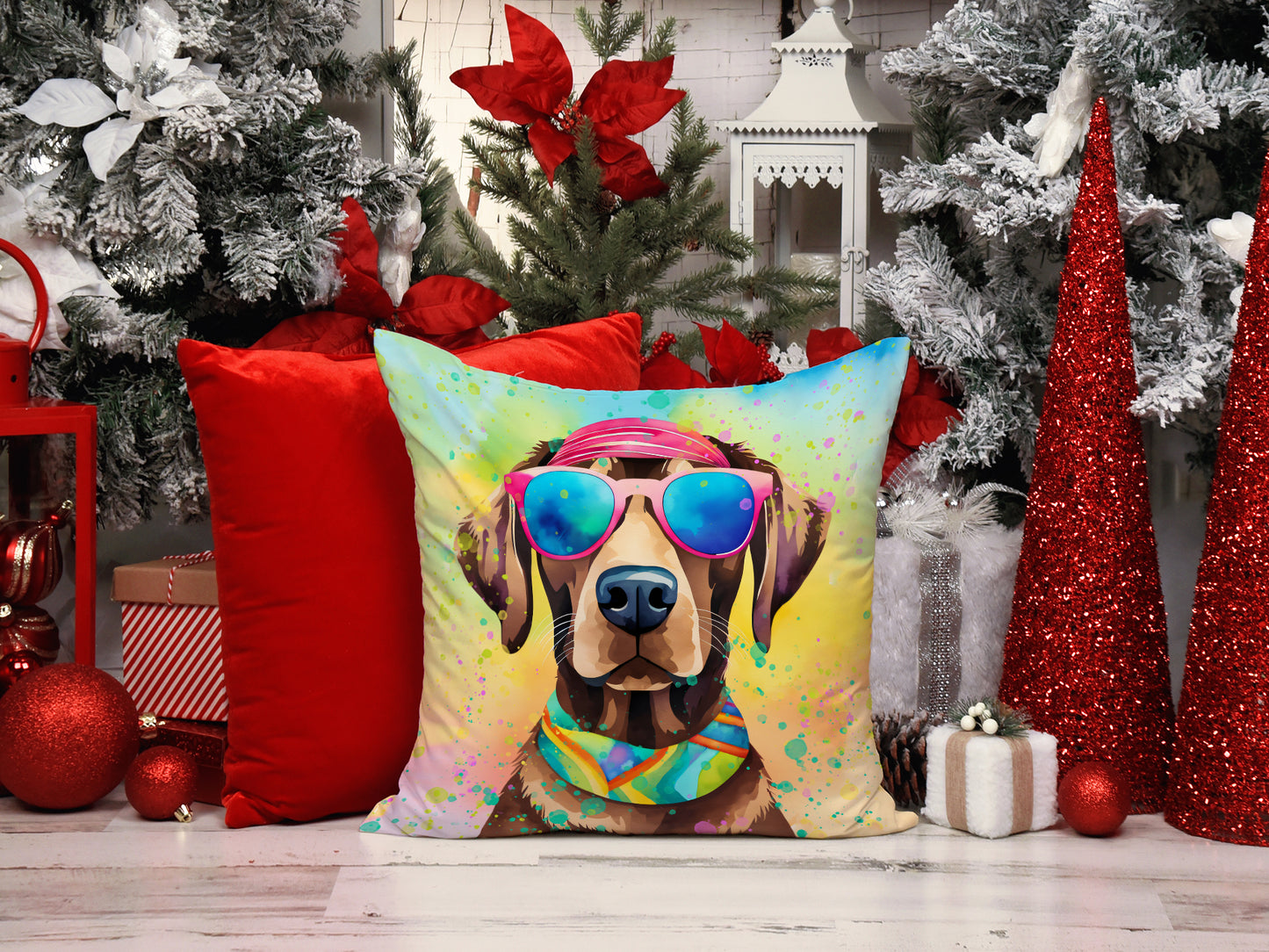 Chocolate Labrador Hippie Dawg Throw Pillow