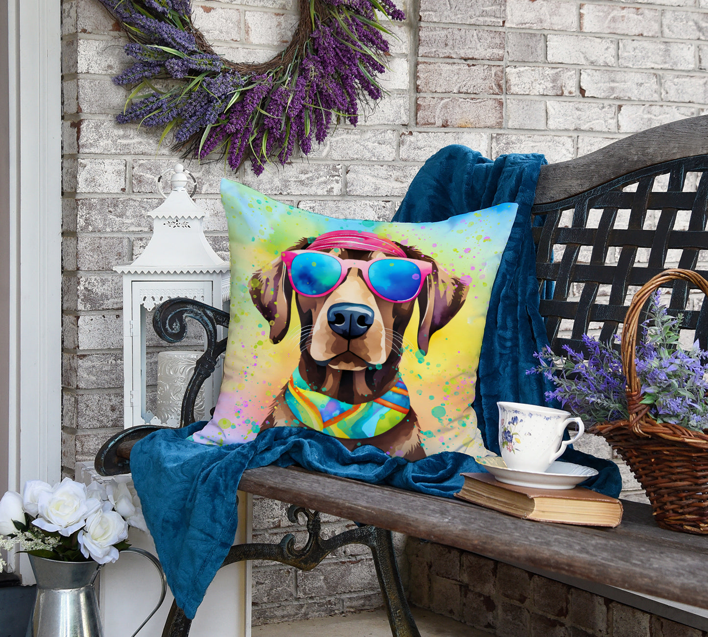 Chocolate Labrador Hippie Dawg Throw Pillow