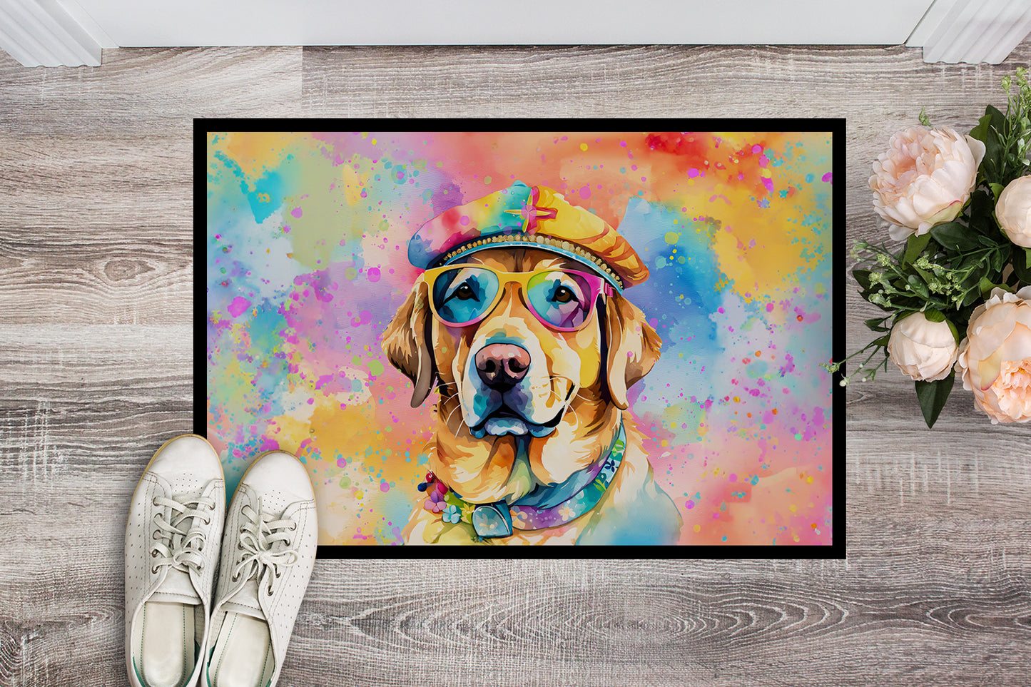 Yellow Labrador Hippie Dawg Doormat