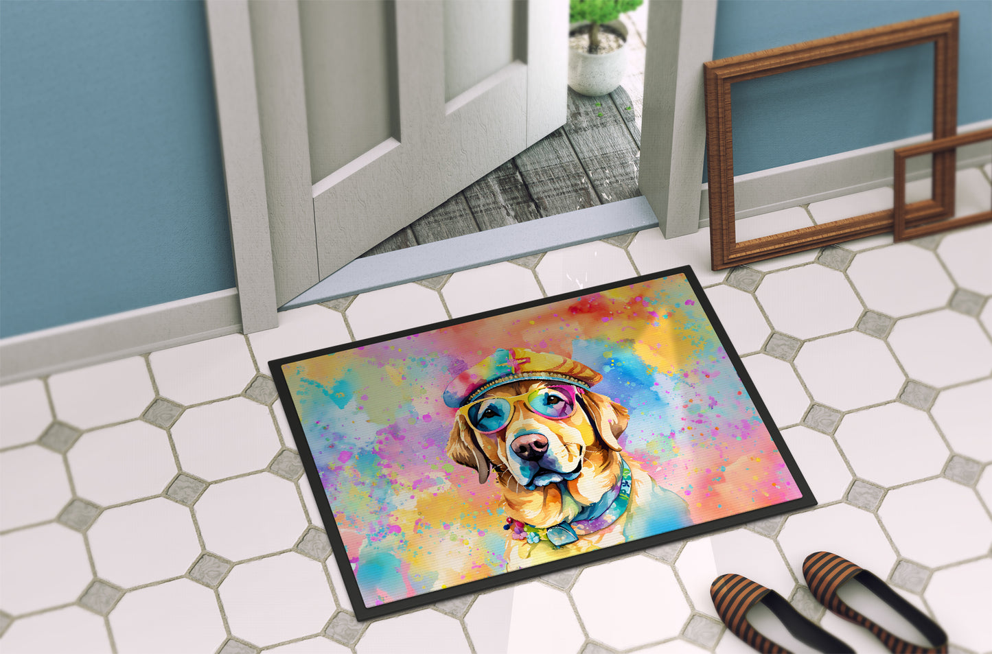 Yellow Labrador Hippie Dawg Doormat