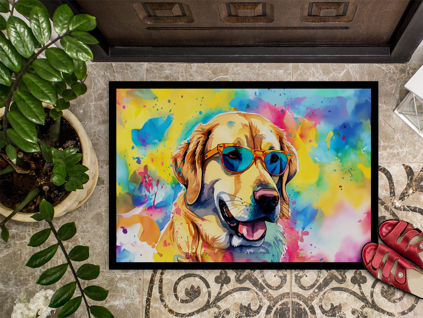 Yellow Labrador Hippie Dawg Doormat