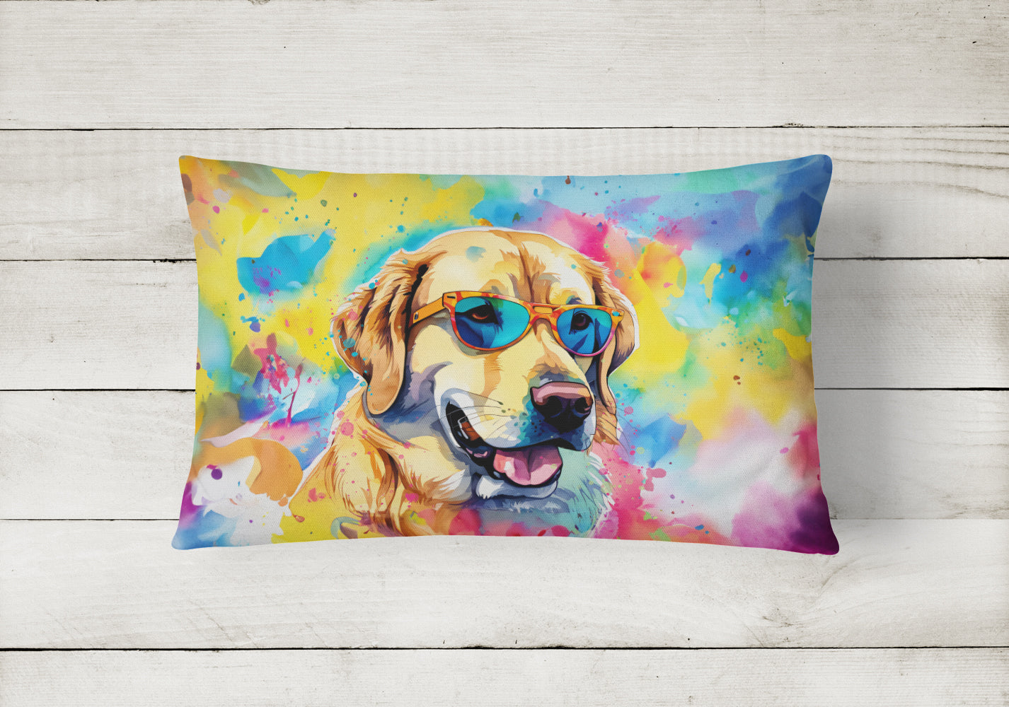 Yellow Labrador Hippie Dawg Throw Pillow