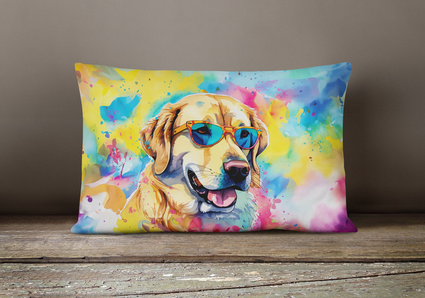 Yellow Labrador Hippie Dawg Throw Pillow