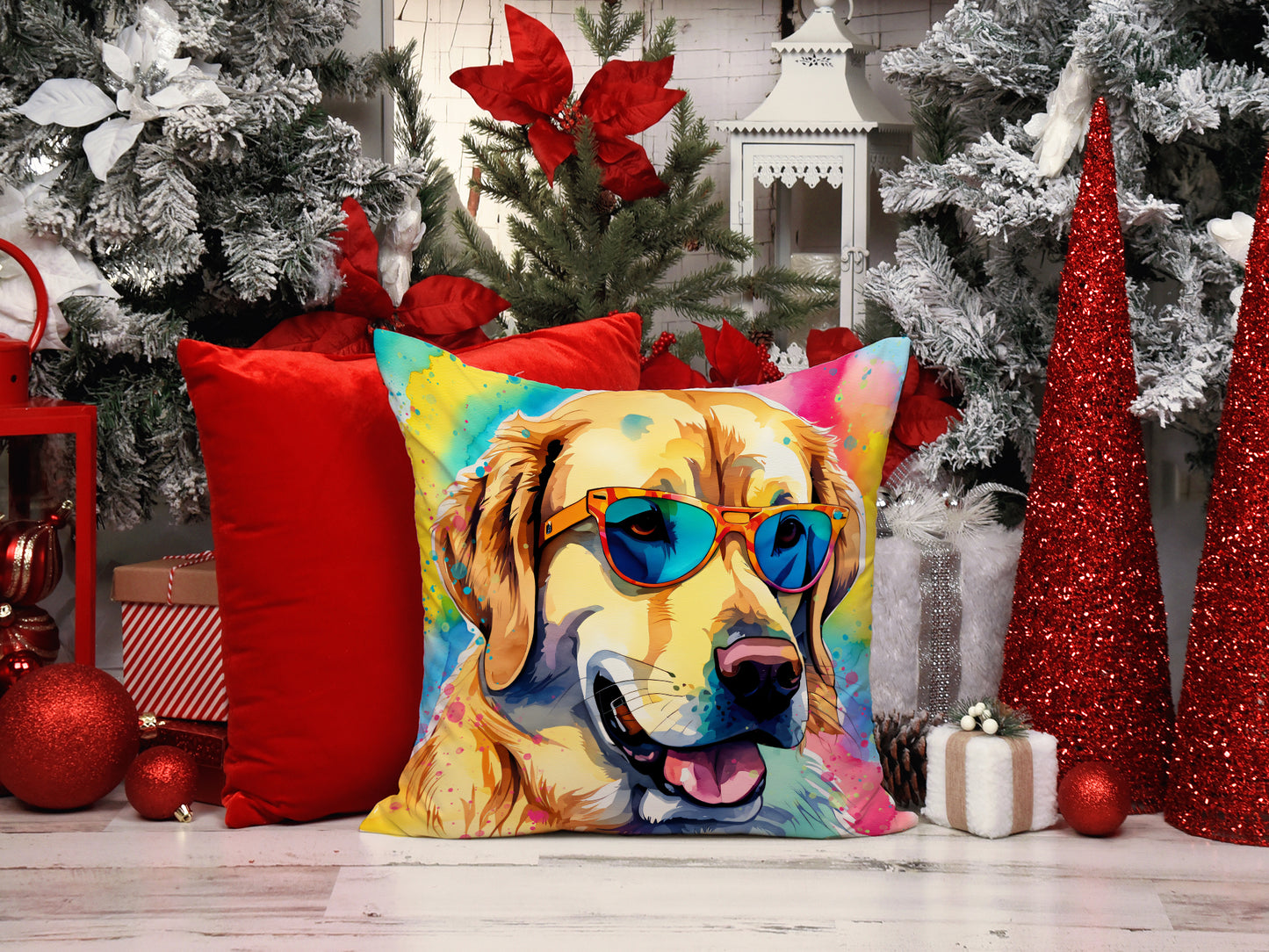 Yellow Labrador Hippie Dawg Throw Pillow