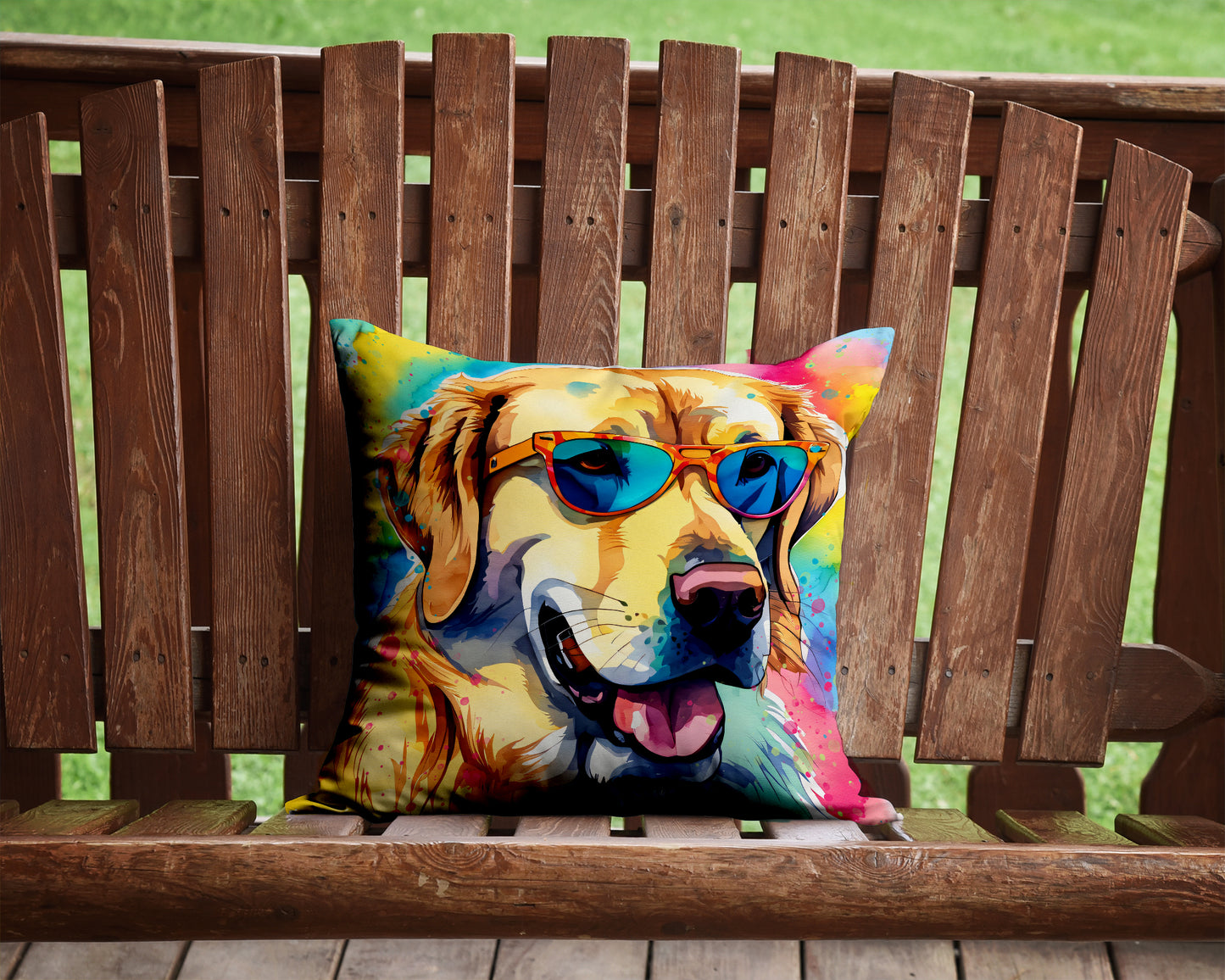 Yellow Labrador Hippie Dawg Throw Pillow