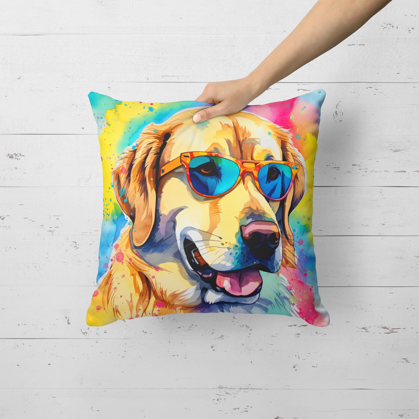 Yellow Labrador Hippie Dawg Throw Pillow