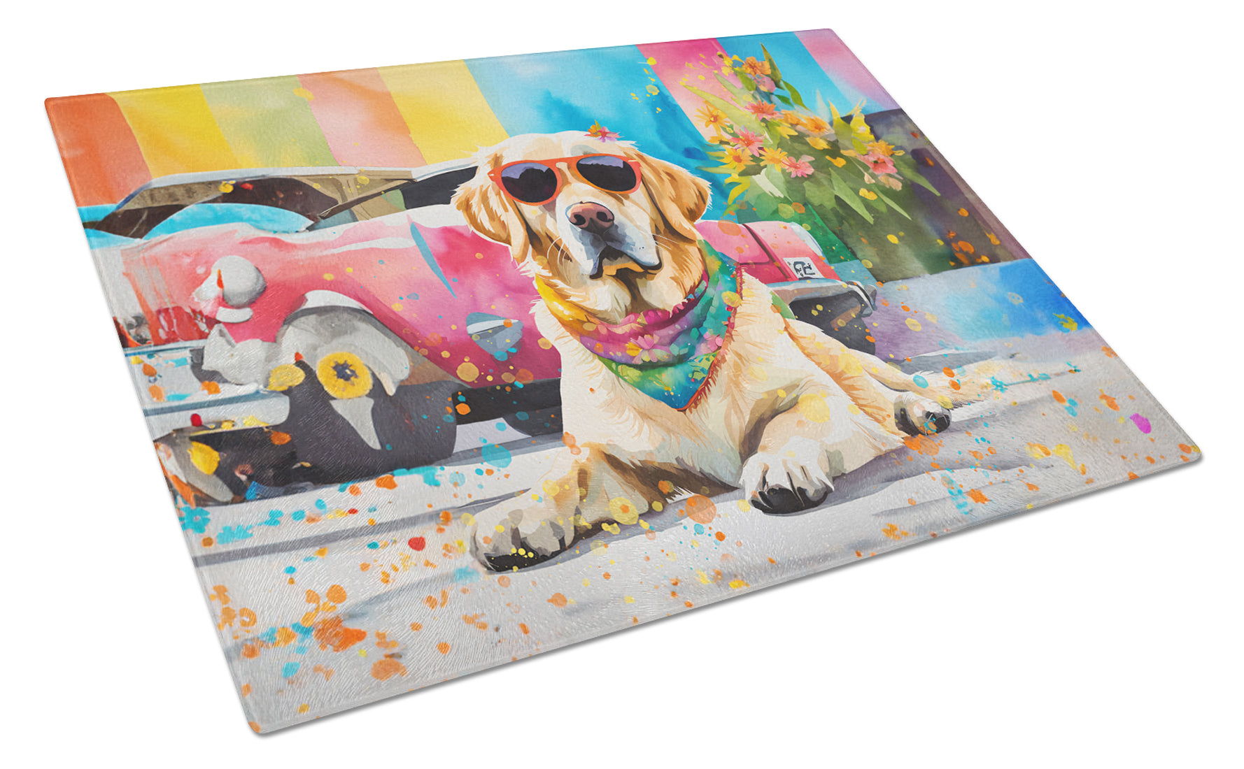 Buy this Yellow Labrador Hippie Dawg Glass Cutting Board