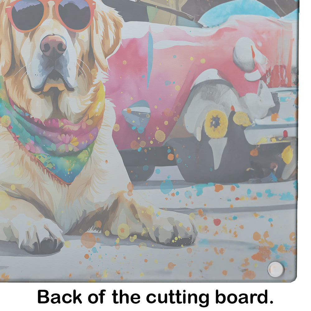 Yellow Labrador Hippie Dawg Glass Cutting Board