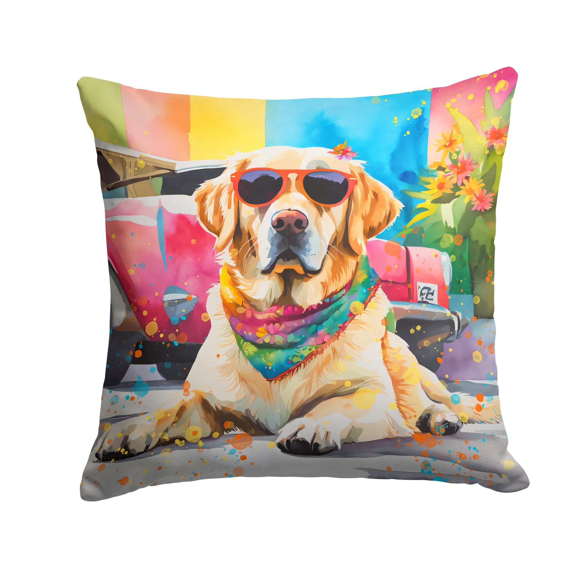 Buy this Yellow Labrador Hippie Dawg Throw Pillow