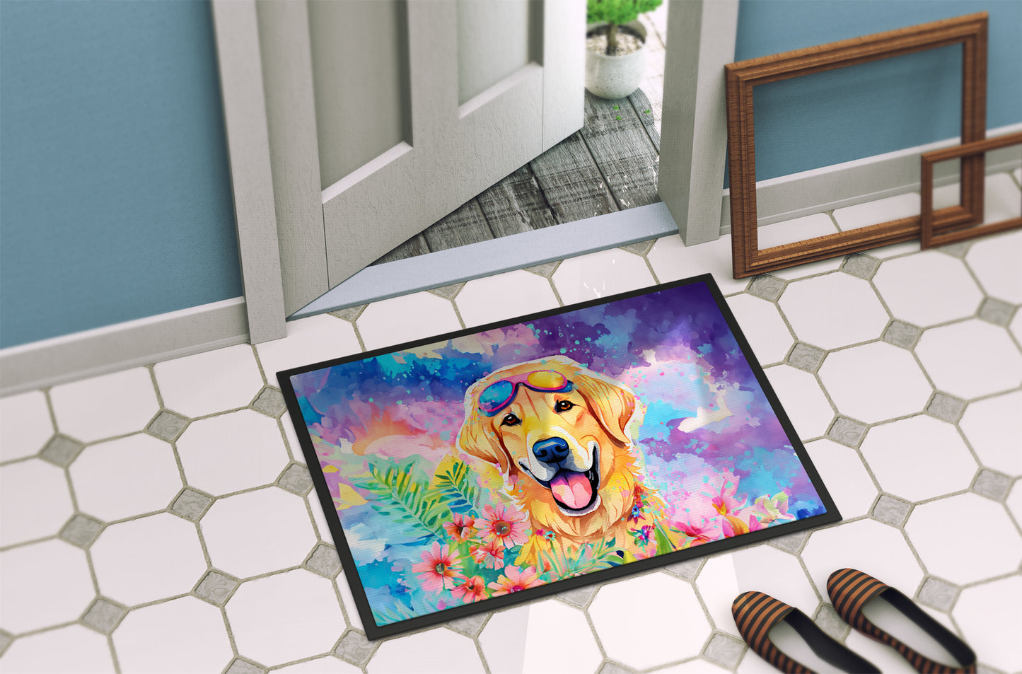 Yellow Labrador Hippie Dawg Doormat