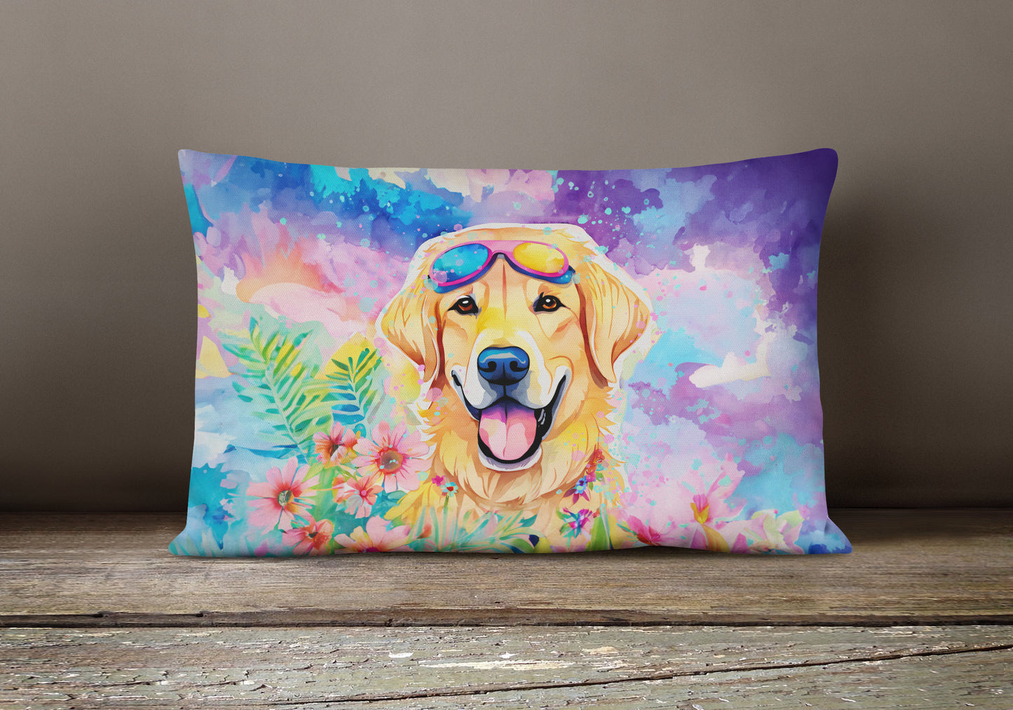 Yellow Labrador Hippie Dawg Throw Pillow