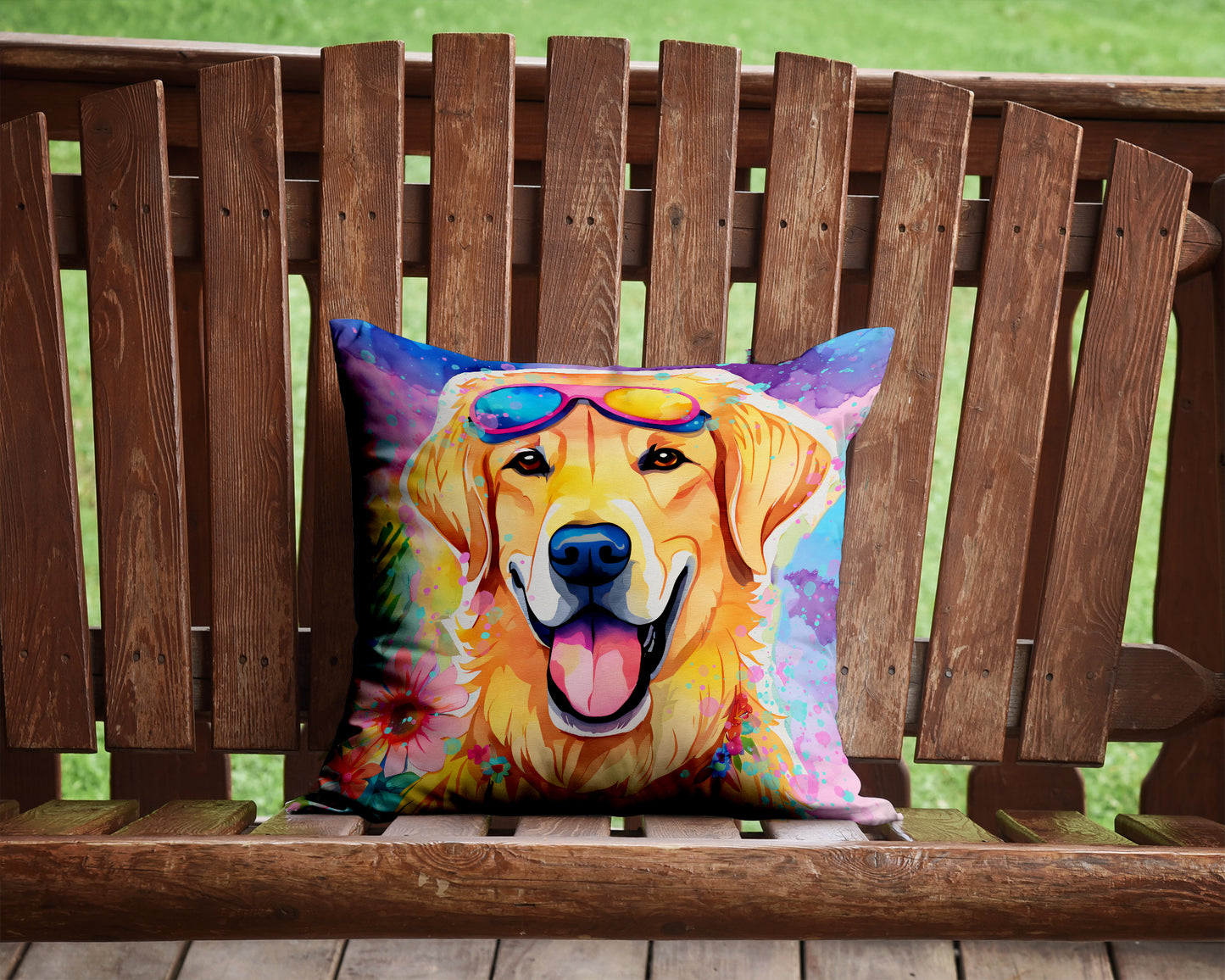 Yellow Labrador Hippie Dawg Throw Pillow