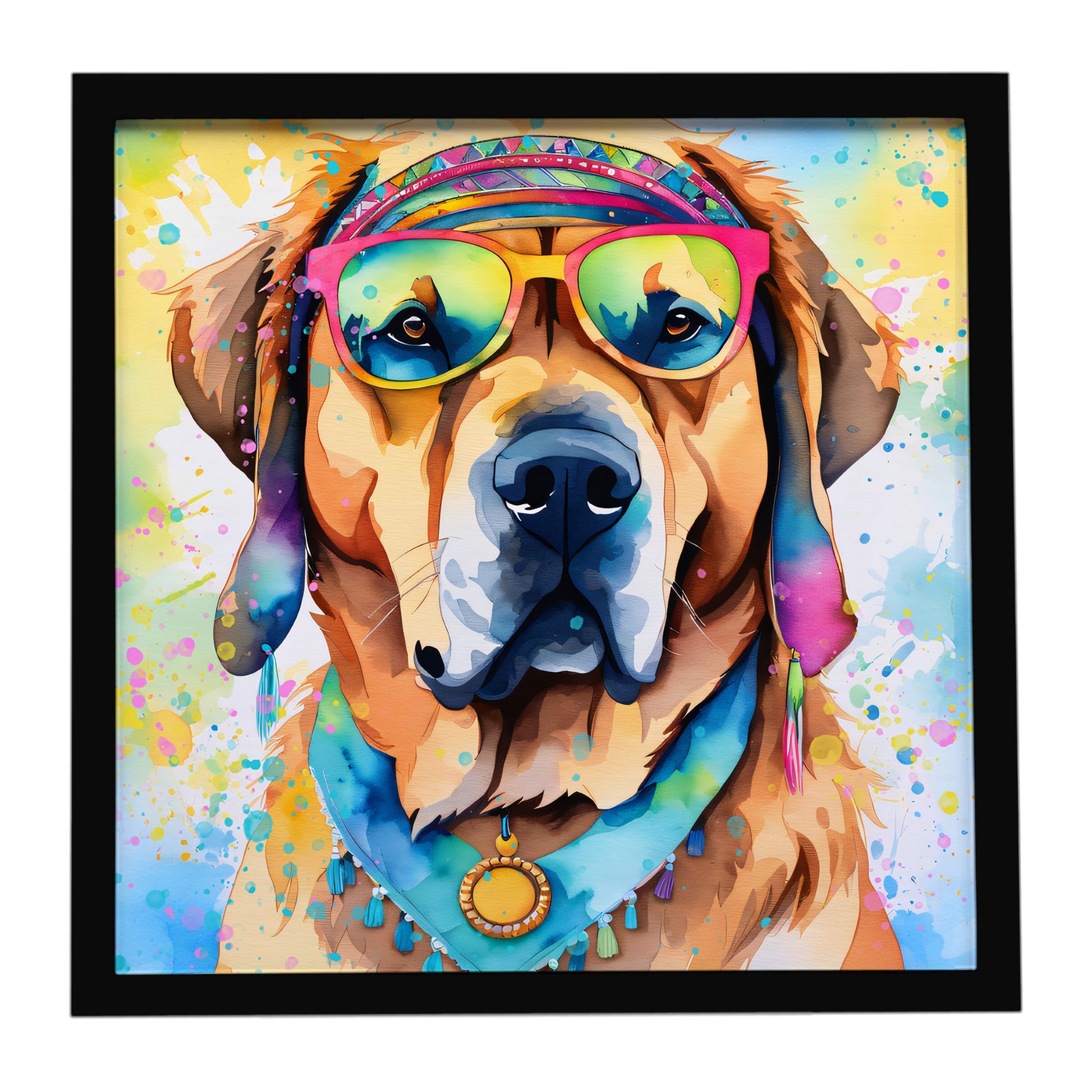 Buy this Mastiff Hippie Dawg Framed Metal Print