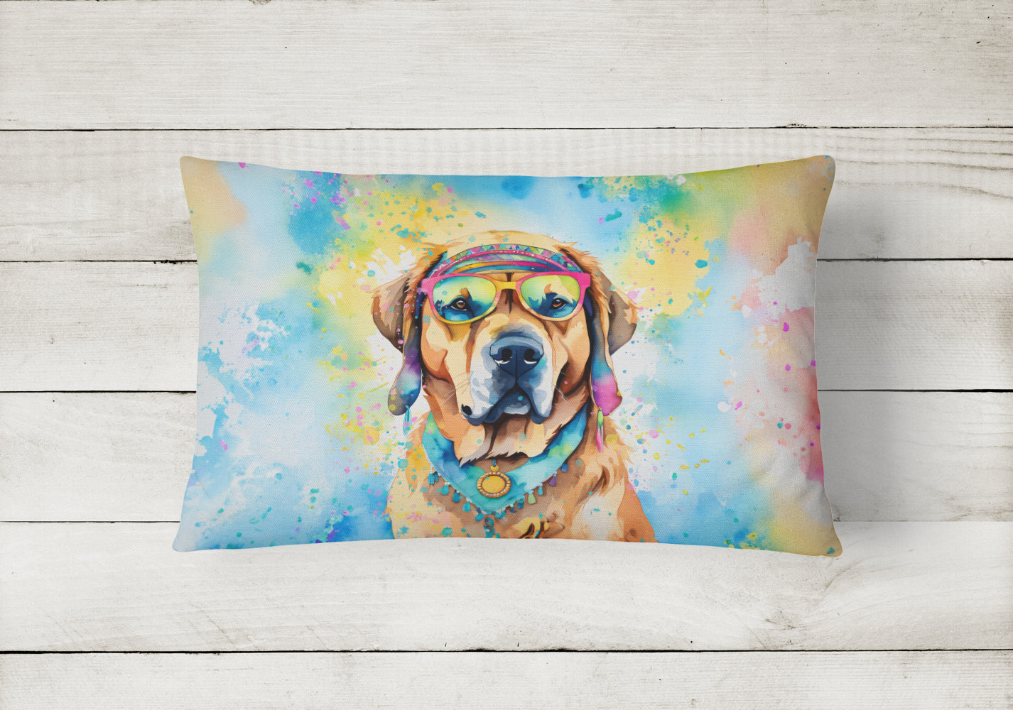 Mastiff Hippie Dawg Throw Pillow