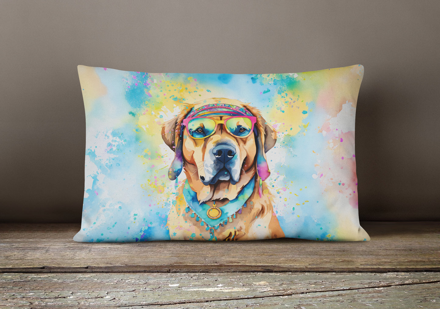 Mastiff Hippie Dawg Throw Pillow