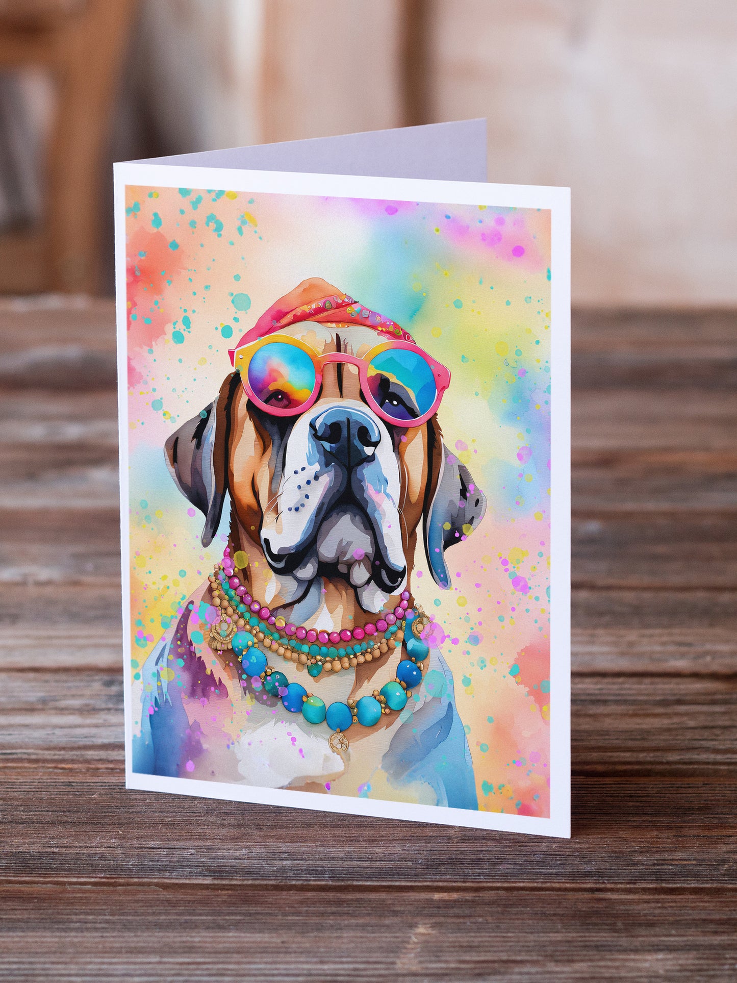 Mastiff Hippie Dawg Greeting Cards Pack of 8