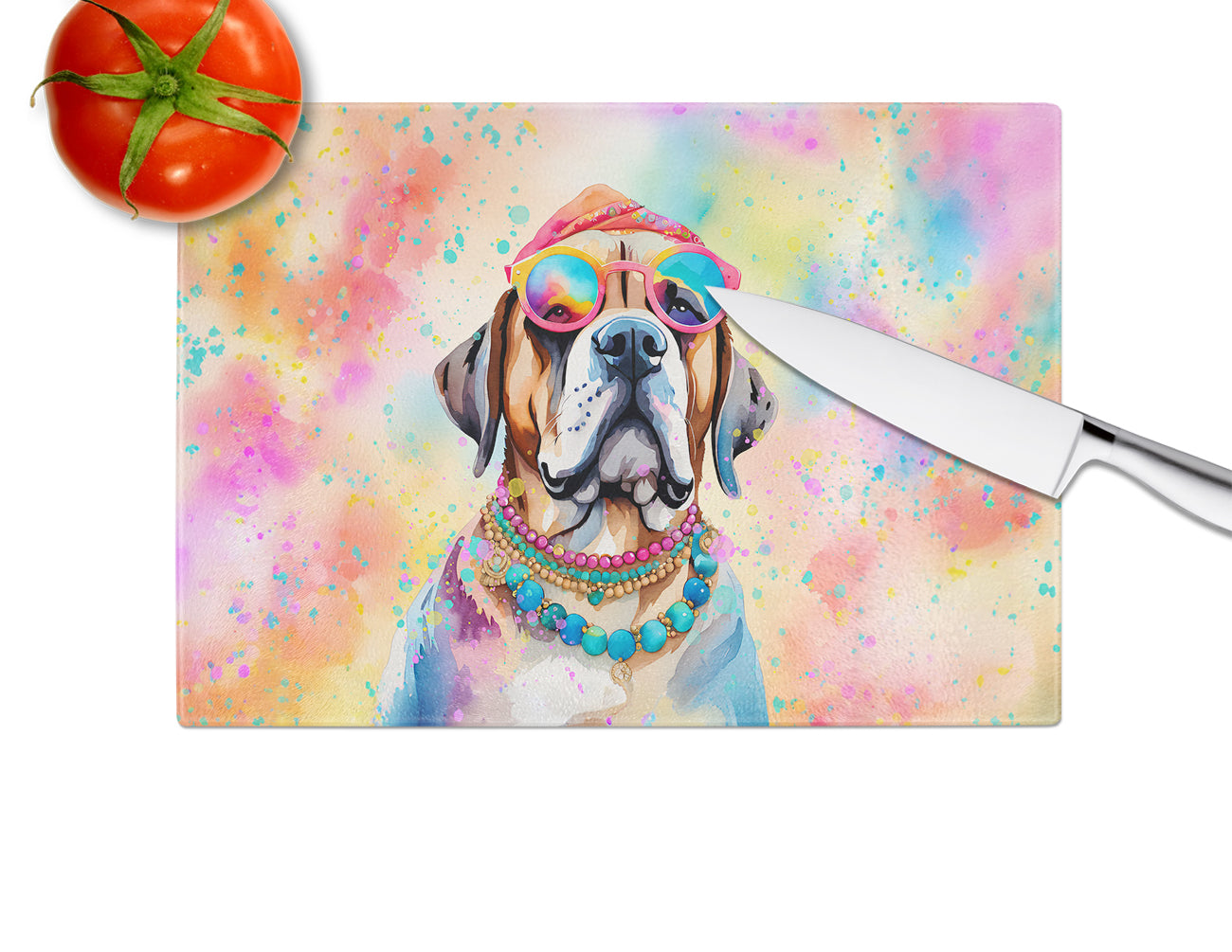 Mastiff Hippie Dawg Glass Cutting Board