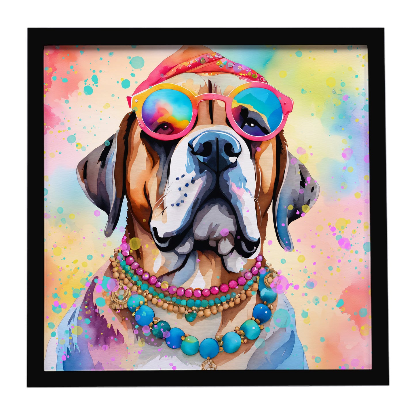 Buy this Mastiff Hippie Dawg Framed Metal Print