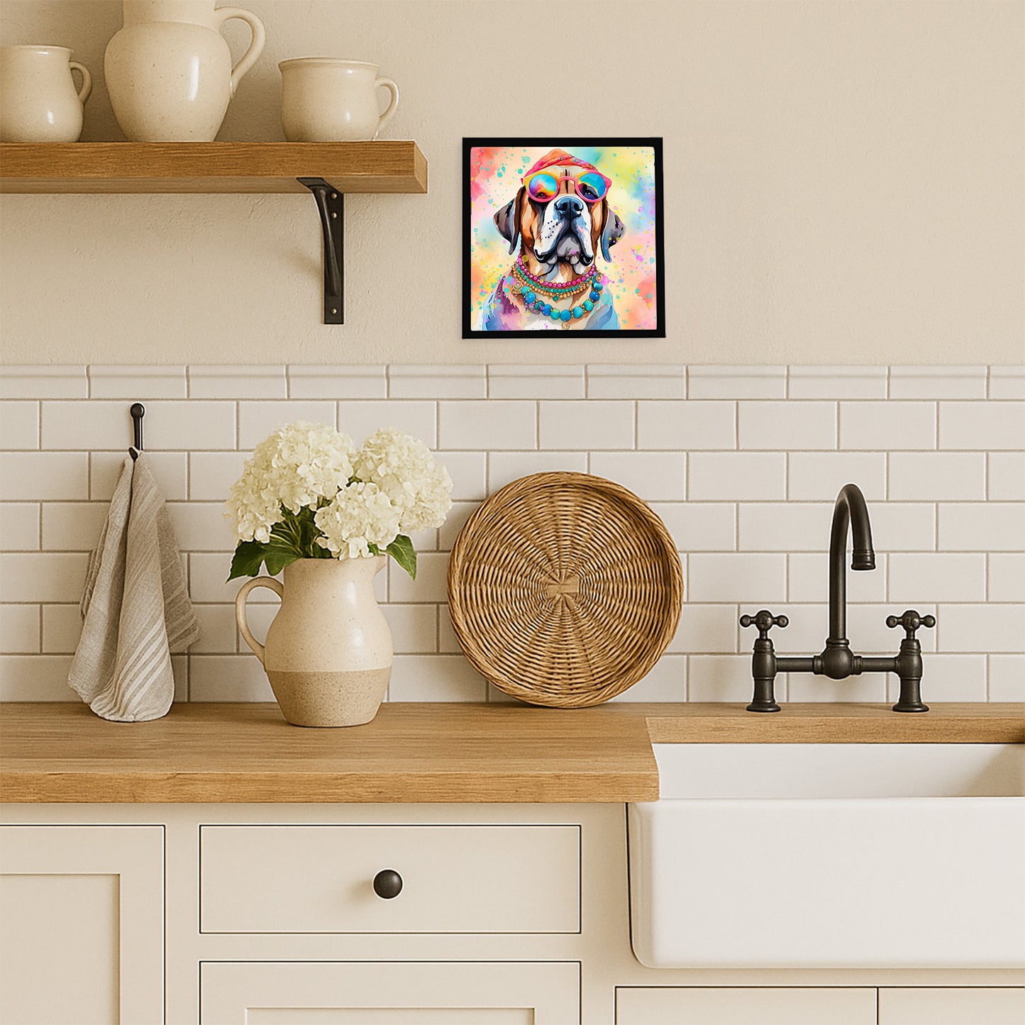 Mastiff Hippie Dawg Framed Metal Print