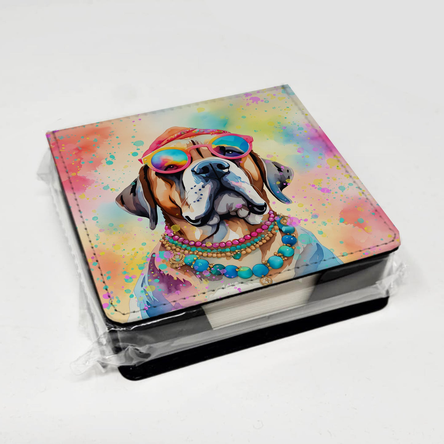 Mastiff Hippie Dawg PU Leather Note Paper Holder