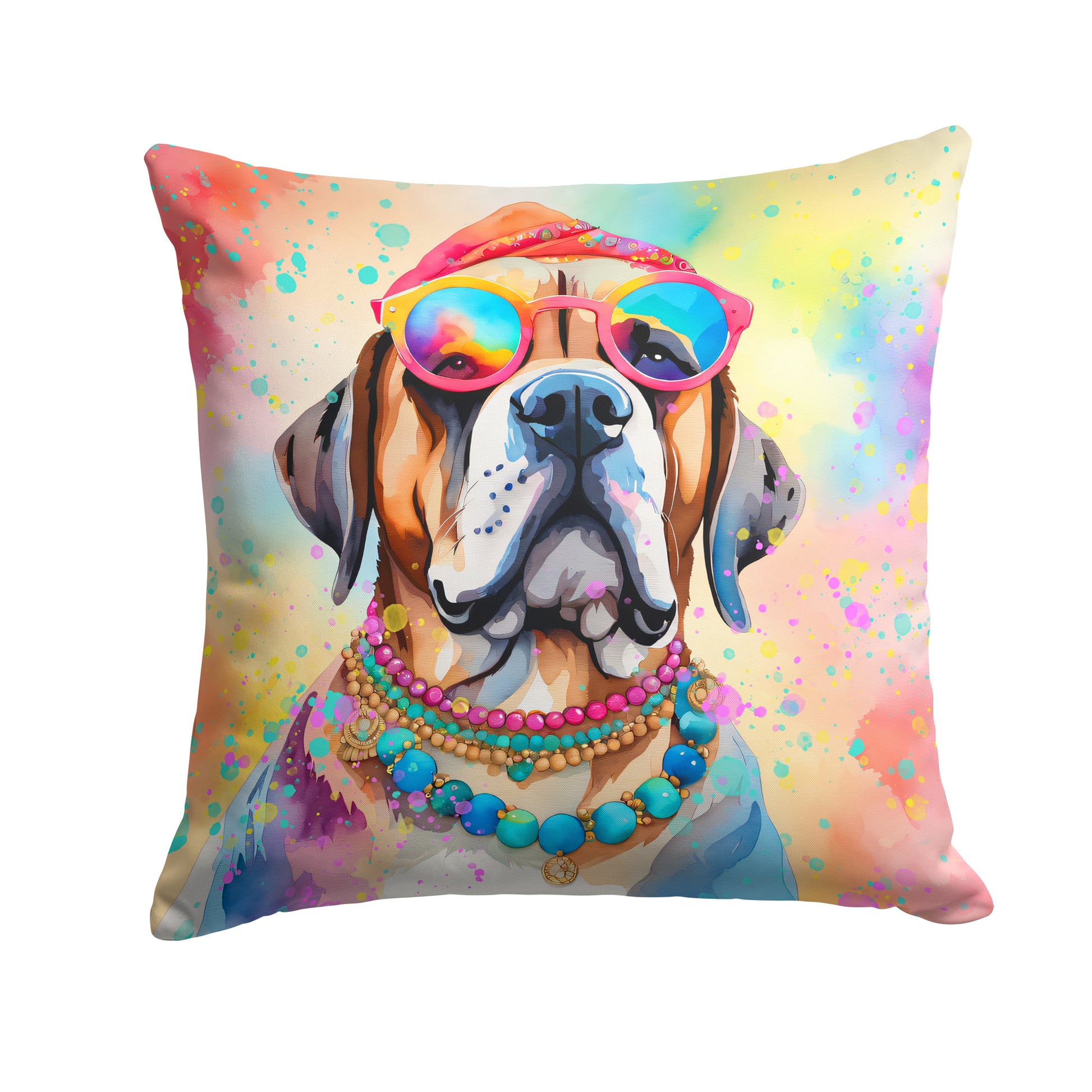 Buy this Mastiff Hippie Dawg Throw Pillow