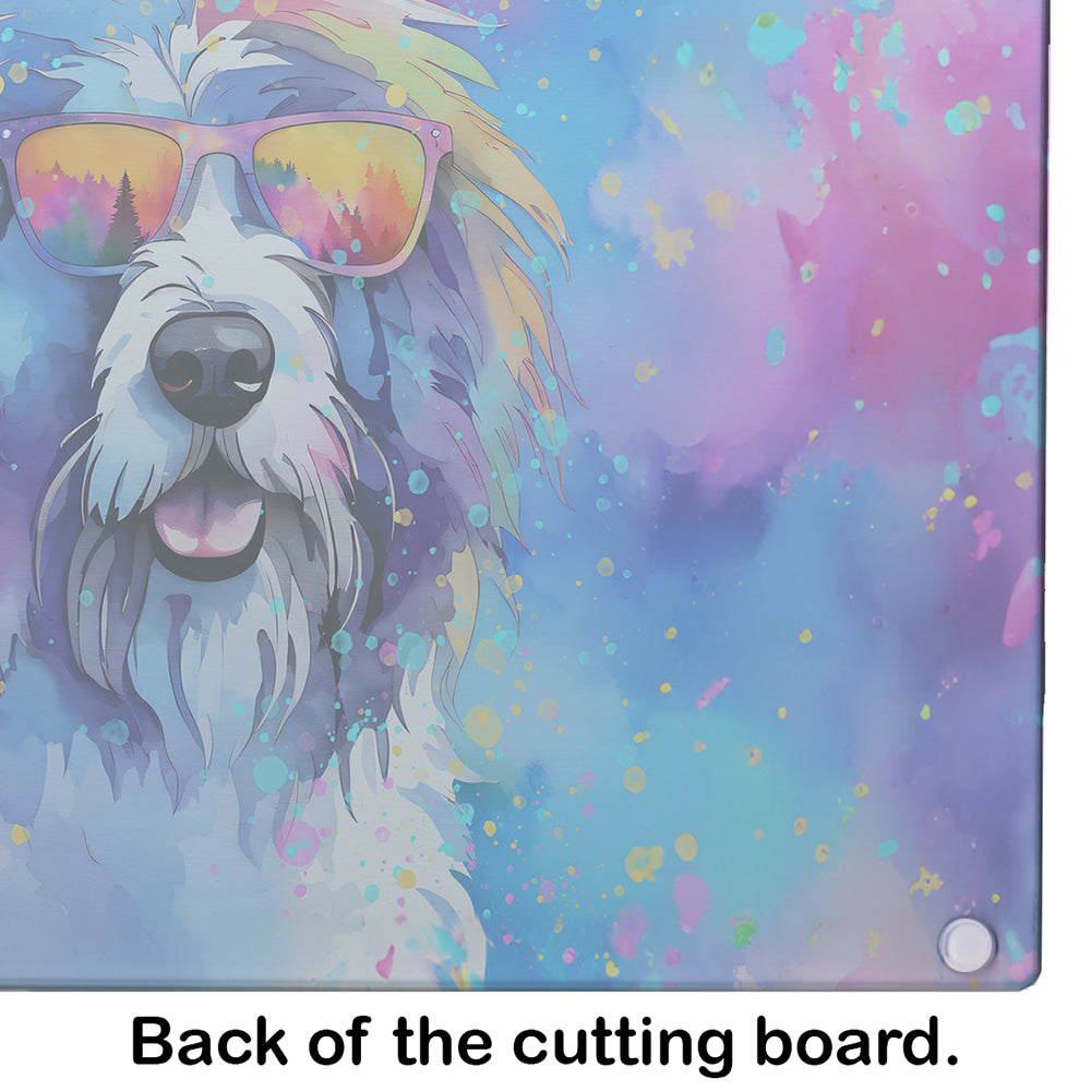 Old English Sheepdog Hippie Dawg Glass Cutting Board