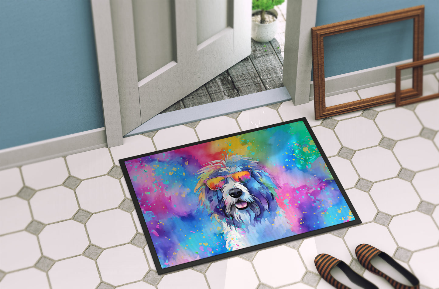 Old English Sheepdog Hippie Dawg Doormat