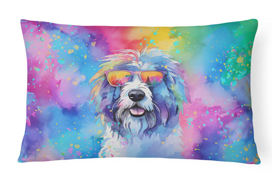 Buy this Old English Sheepdog Hippie Dawg Throw Pillow