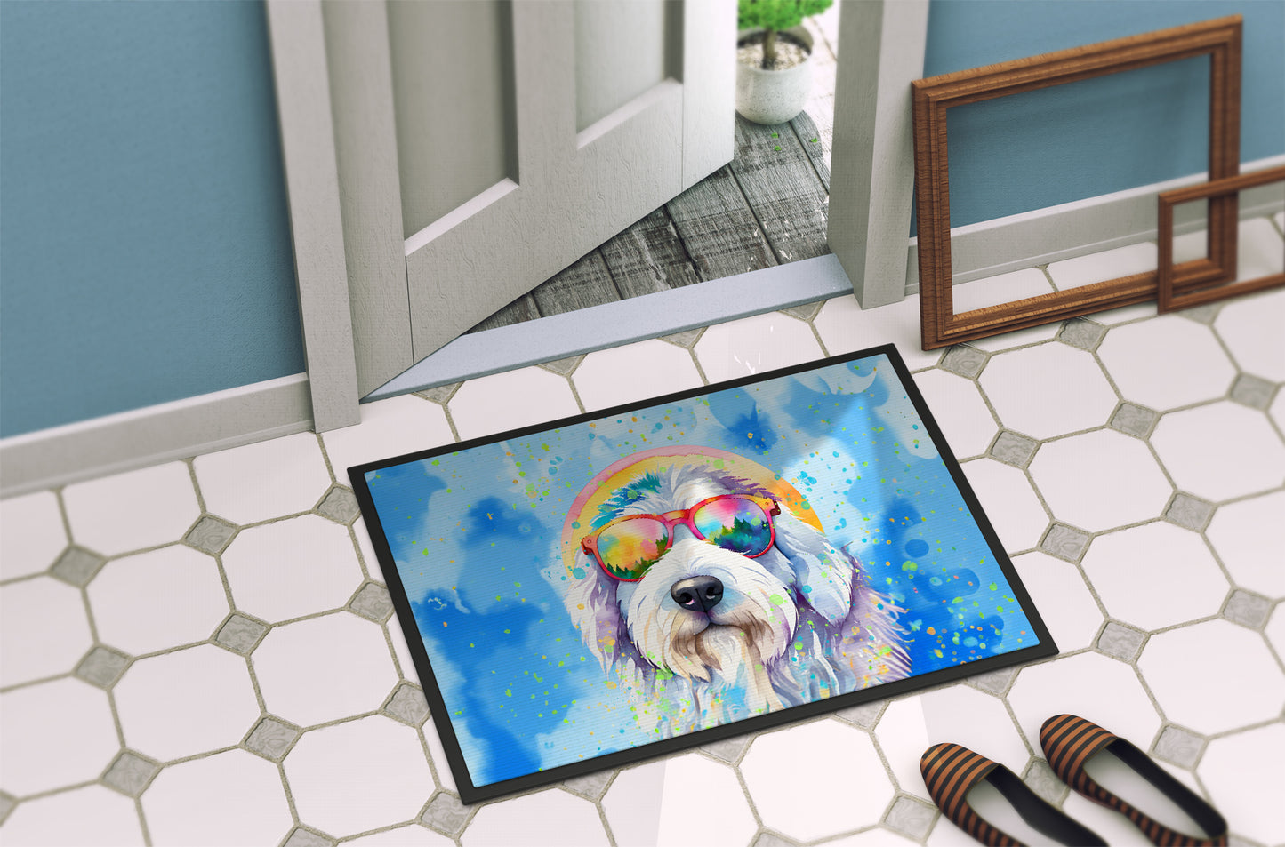 Old English Sheepdog Hippie Dawg Doormat