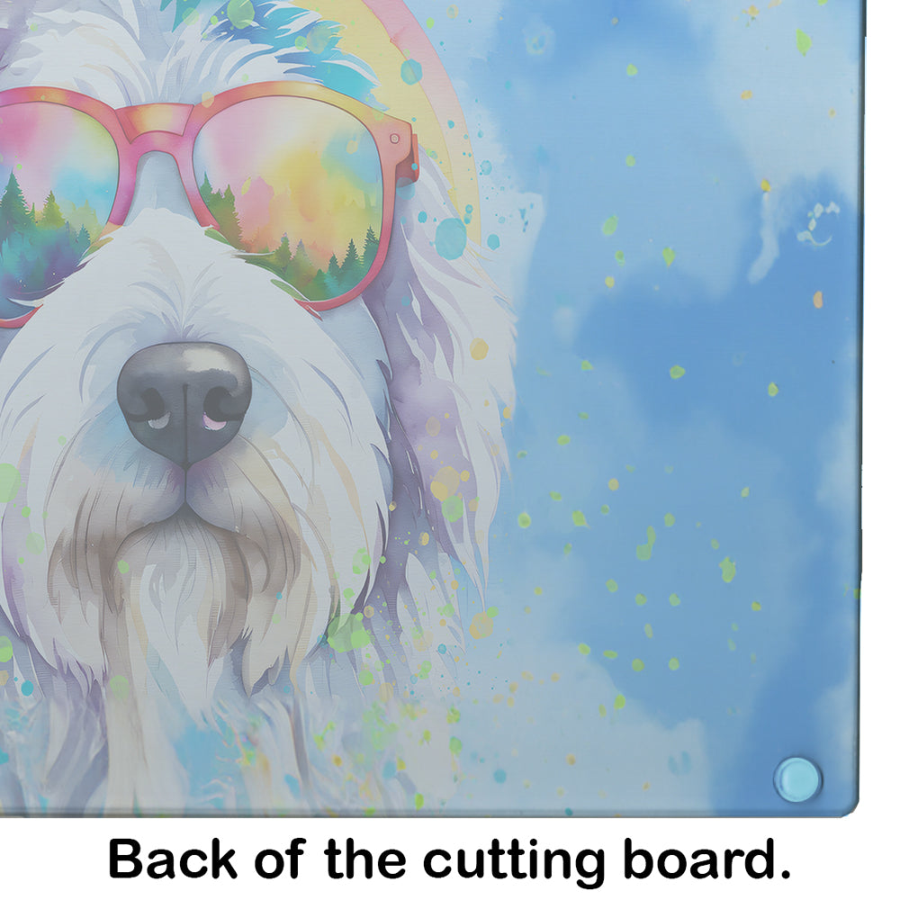 Old English Sheepdog Hippie Dawg Glass Cutting Board