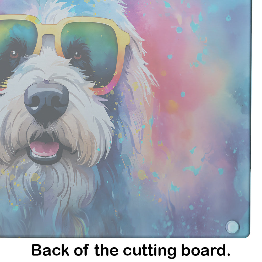 Old English Sheepdog Hippie Dawg Glass Cutting Board