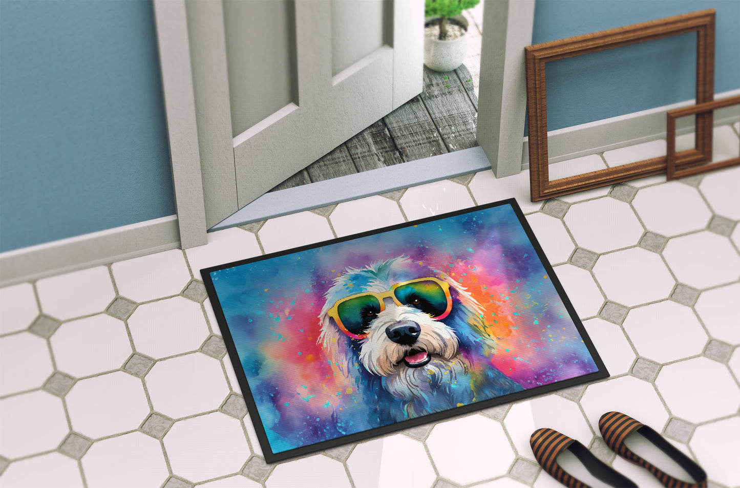 Old English Sheepdog Hippie Dawg Doormat