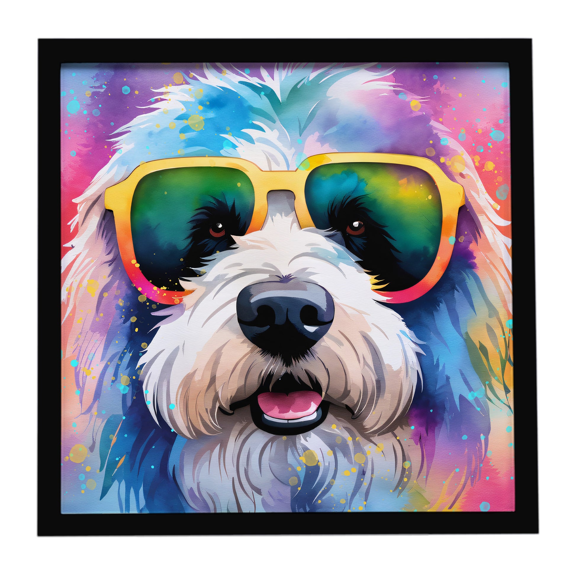 Buy this Old English Sheepdog Hippie Dawg Framed Metal Print