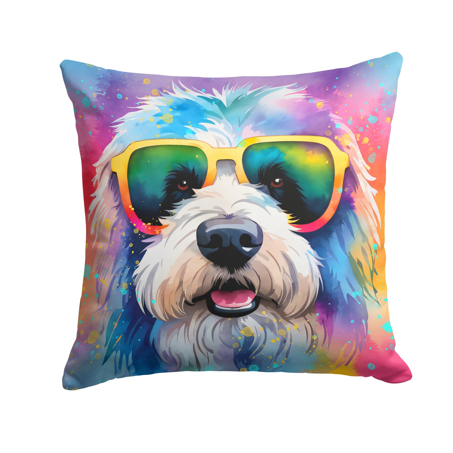 Buy this Old English Sheepdog Hippie Dawg Throw Pillow