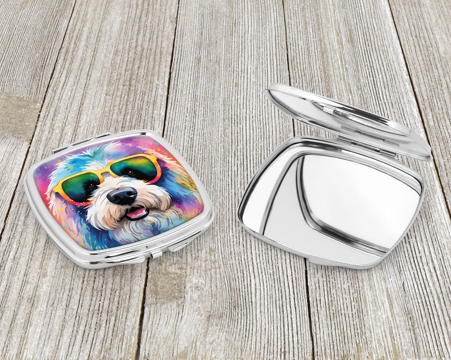 Old English Sheepdog Hippie Dawg Compact Mirror
