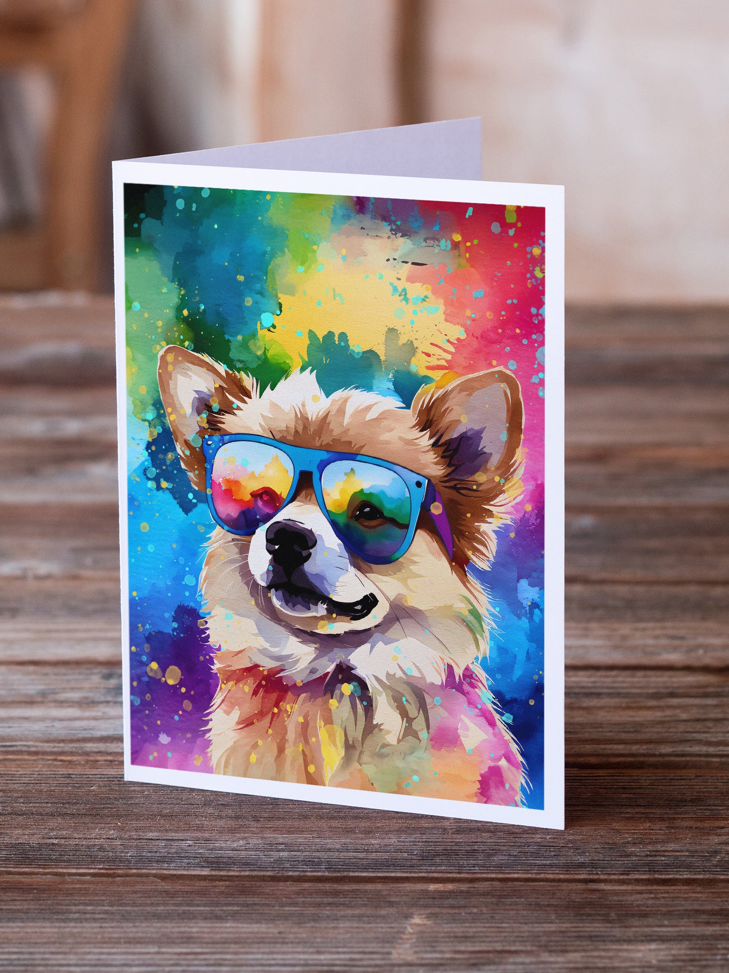 Pomeranian Hippie Dawg Greeting Cards Pack of 8