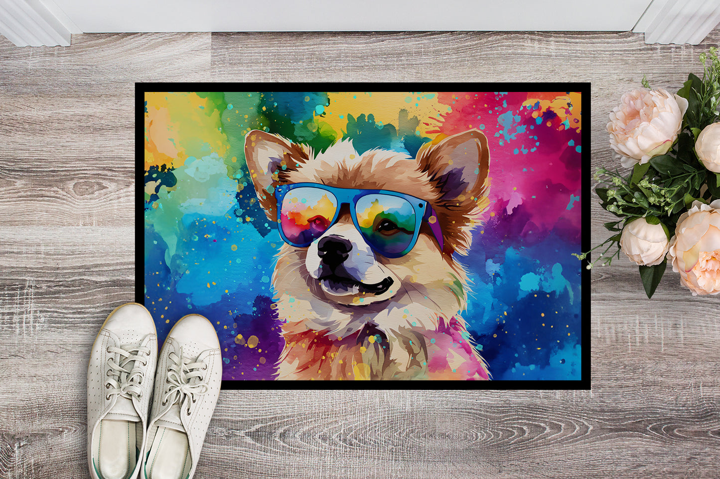 Pomeranian Hippie Dawg Doormat