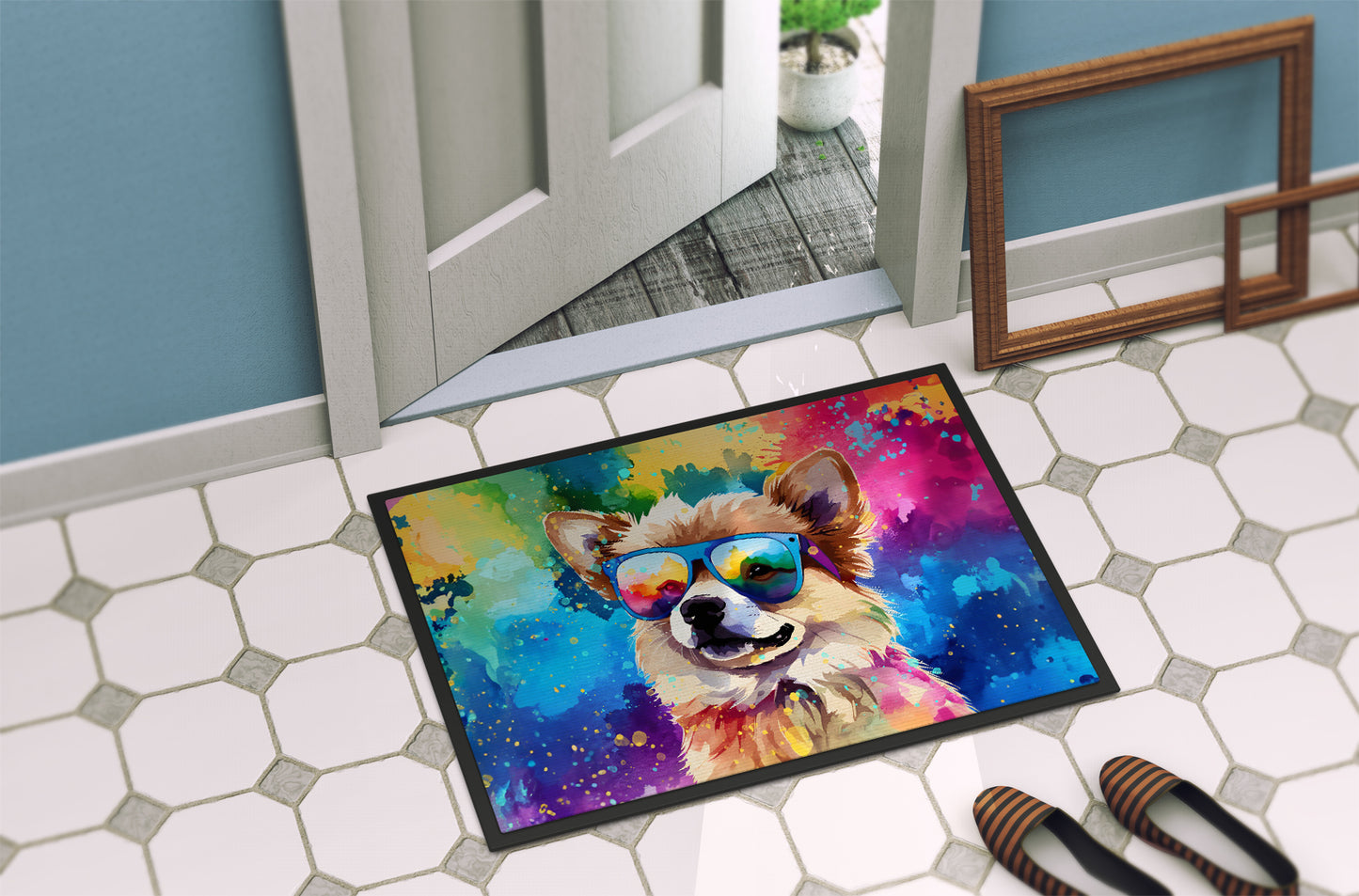 Pomeranian Hippie Dawg Doormat