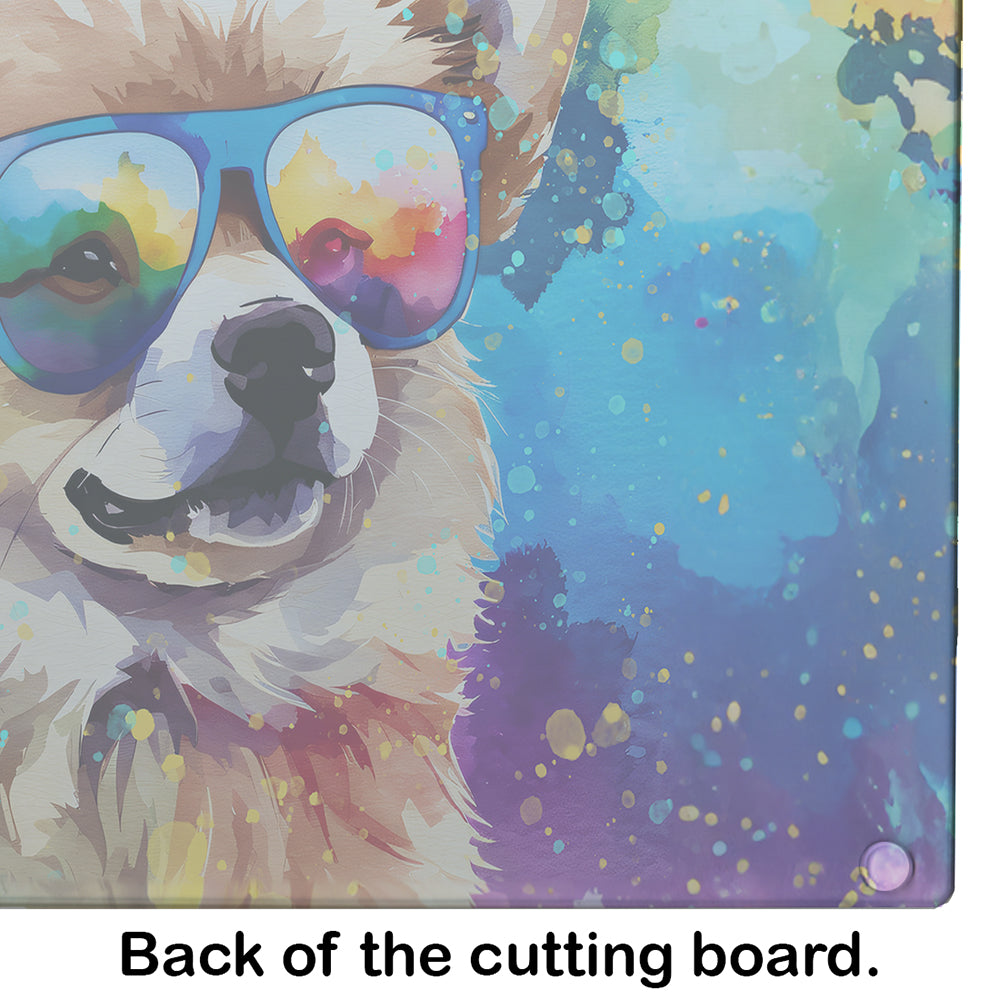 Pomeranian Hippie Dawg Glass Cutting Board